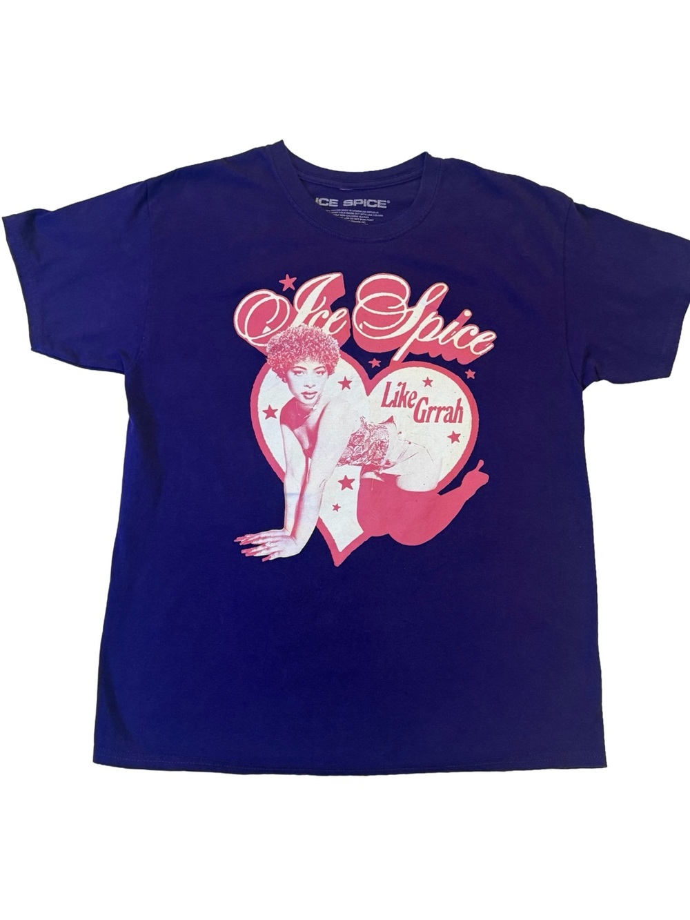 Ice Spice Hip-Hop Band Tee Y2K Pin-Up Like Grrah Graphic Purple XL Oversized